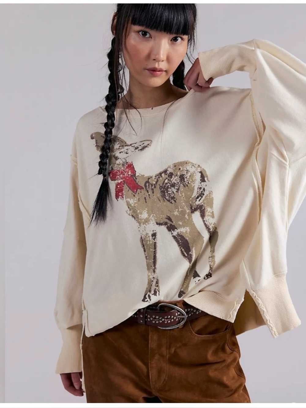 We The Free Camden Pullover Sweatshirt in Deer Combo